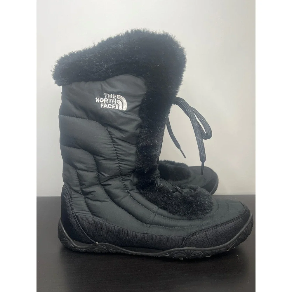 The North Face Nuptse Purna Boots Black‎ Goose Down Faux Fur Winter Snow Size 9